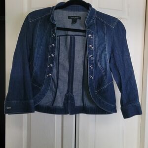 Maurices Women's Blue Denim Jacket with Silver Buttons